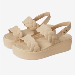 CROCS Brooklyn Woven Low Wedges Platform Sandals - Chai